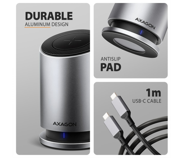 Axagon HMC-WL9 USB-C 10Gbps Wireless Charging 9in1 hub - 1485464 - zdjęcie 6
